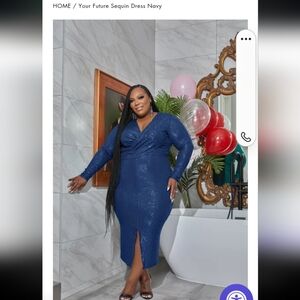 Glamorous Blue Sequin Long Sleeve Dress